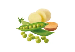 with PEAS, POTATO AND SWEET POTATO