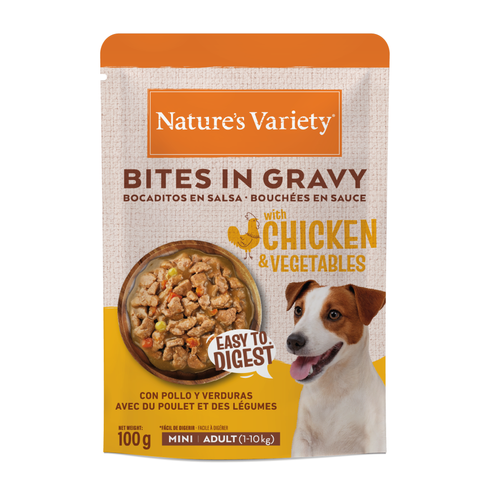 BITES IN GRAVY WITH CHICKEN & VEGETABLES