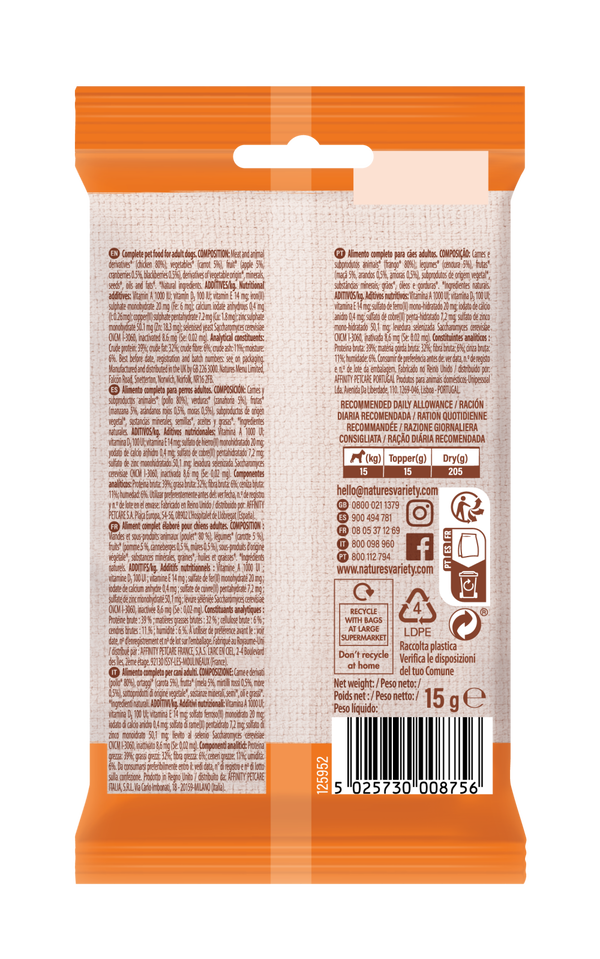 Toppers de Pollo Liofilizados para Perros