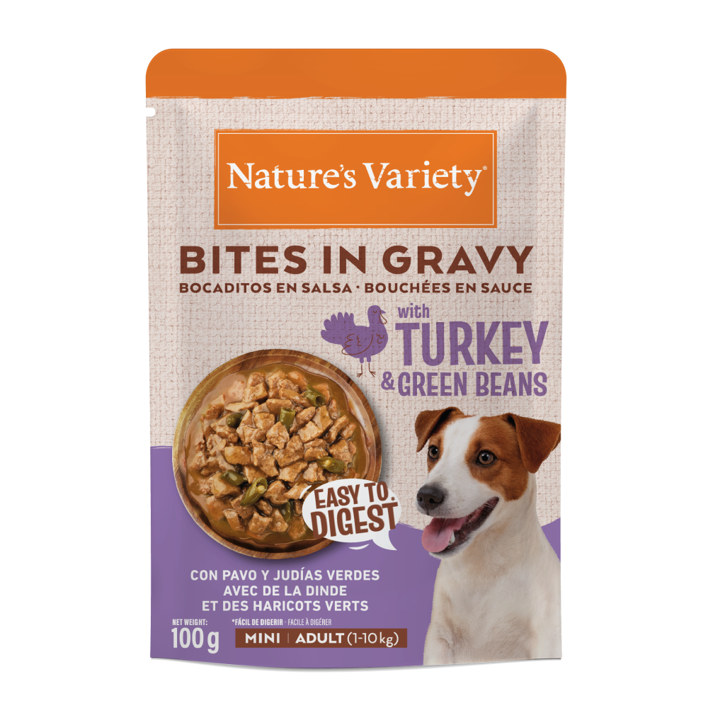 BITES IN GRAVY WITH TURKEY & GREEN BEANS